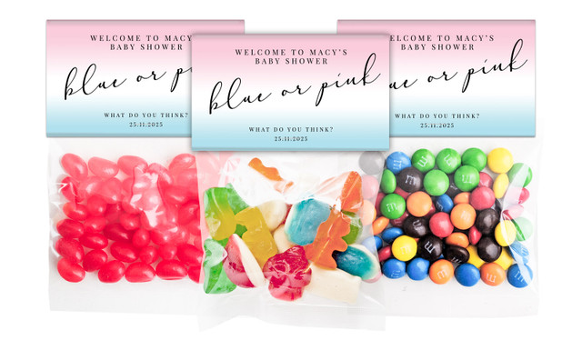 Gradient Gender Reveal Personalised Lolly Bag With Topper