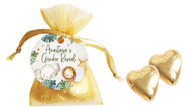 Animals On Safari Gender Reveal Personalised Organza Bag