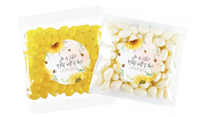 Honey Bee Gender Reveal Personalised Lolly Bag 55g (Choice Of Filling)