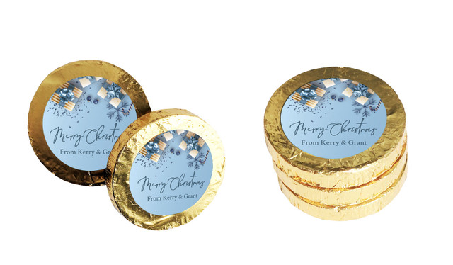 Baby Blue Christmas Chocolate Coins (Gold Or Silver)