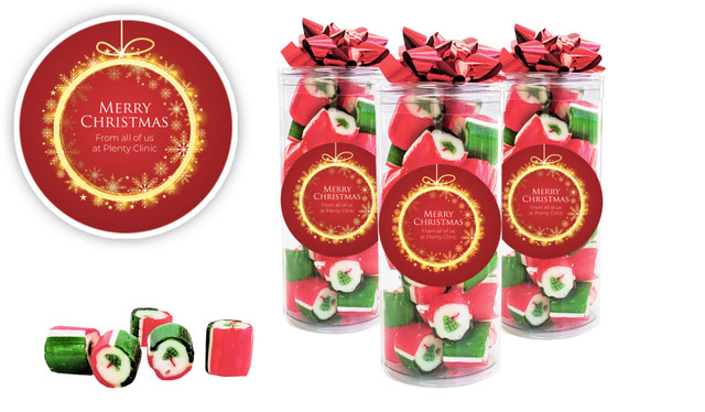 Glowing Bauble Christmas Personalised Custom Rock Candy Tube