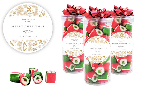 Elegant Underbrush Christmas Personalised Custom Rock Candy Tube