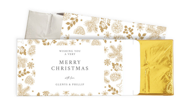 Elegant Underbrush Christmas Personalised Chocolate Bar In A Box