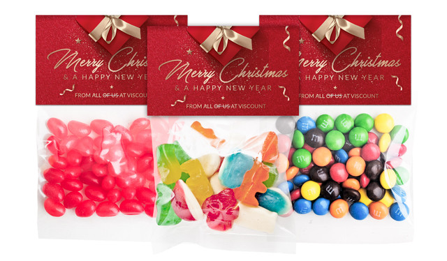 Glossy Gift Red Christmas Personalised Lolly Bag With Topper