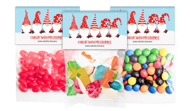 Gnomies Christmas Personalised Lolly Bag With Topper