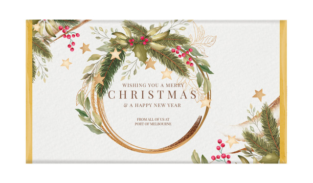 Golden Wreath Christmas Personalised Chocolate Bars