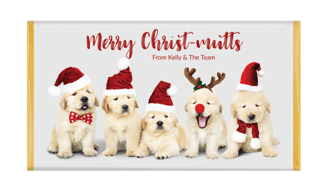 Gorgeous Puppies Christmas Personalised Chocolate Bars