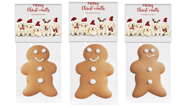 Gorgeous Puppies Christmas Gingerbread Man With Custom Topper