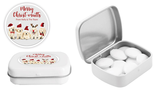 Gorgeous Puppies Christmas  Personalised Mint Tin