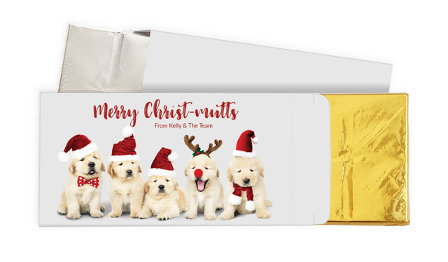 Gorgeous Puppies Christmas Personalised Chocolate Bar In A Box