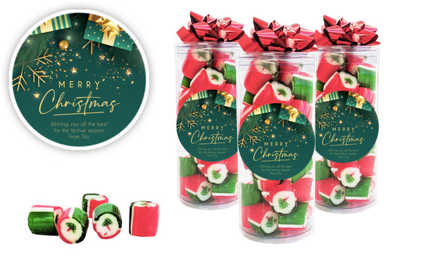 Green And Gold Gifts Christmas Personalised Custom Rock Candy Tube