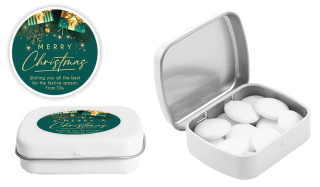Green And Gold Gifts Christmas  Personalised Mint Tin