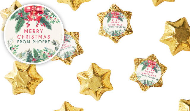 Country Style Christmas Personalised Chocolate Stars