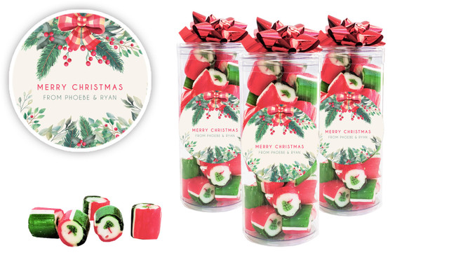 Country Style Christmas Personalised Custom Rock Candy Tube