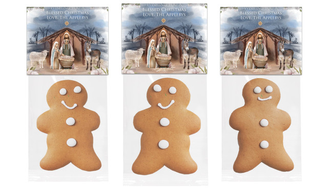 Nativity Scene Christmas Gingerbread Man With Custom Topper