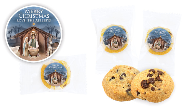 Nativity Scene Christmas Bite-Size Personalised Cookie 5g