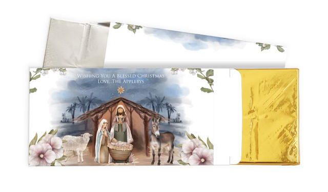 Nativity Scene Christmas Personalised Chocolate Bar In A Box