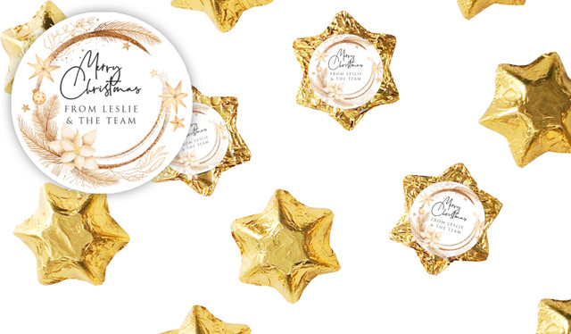 Natural Gold Christmas Personalised Chocolate Stars