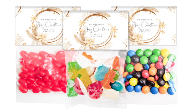 Natural Gold Christmas Personalised Lolly Bag With Topper