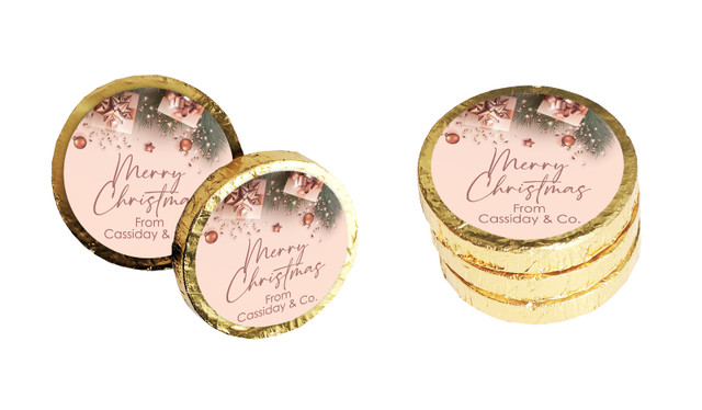 Rose Gold Gifts Christmas Chocolate Coins (Gold Or Silver)