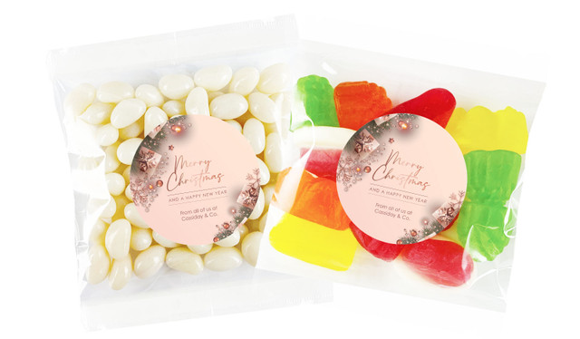 Rose Gold Gifts Christmas Personalised Lolly Bag Favour