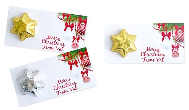 White Baubles Personalised Chocolate Star Card