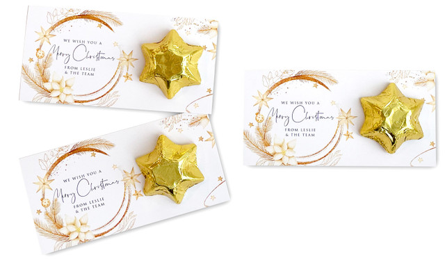 Natural Gold Christmas Personalised Star Card