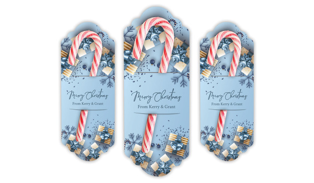 Baby Blue Personalised Christmas Candy Cane Card