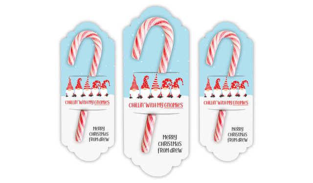 Gnomies Personalised Christmas Candy Cane Card