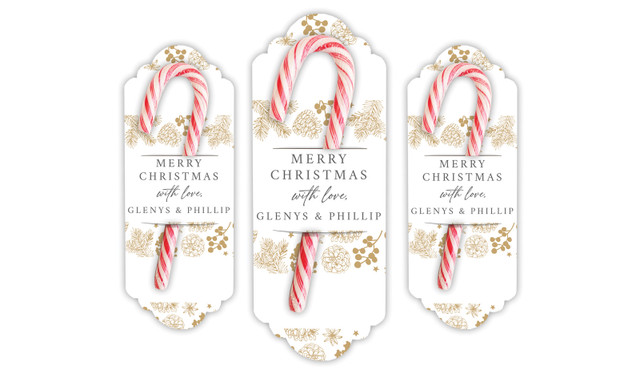 Elegant Underbrush Personalised Christmas Candy Cane Card