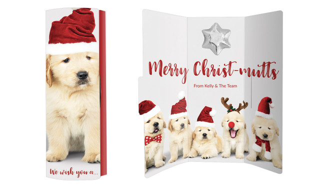 Gorgeous Puppies Personalised Chocolate Christmas Card