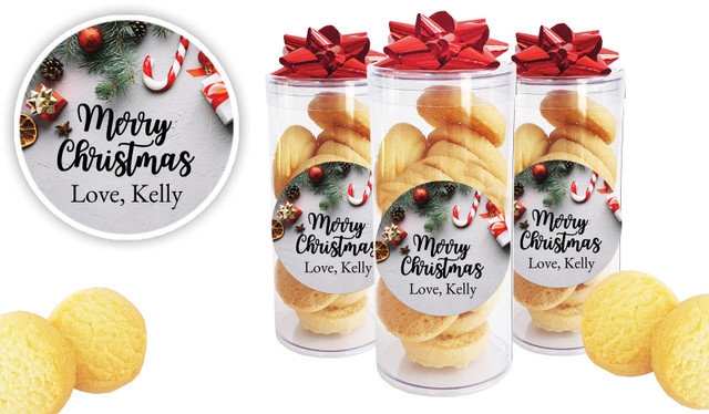 Christmas Background Personalised Shortbread Cookie Jar
