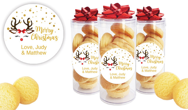 Reindeer Face Personalised Shortbread Cookie Jar