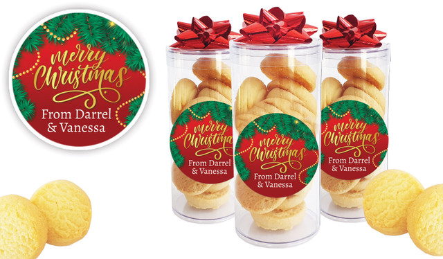Red Festive Personalised Shortbread Cookie Jar