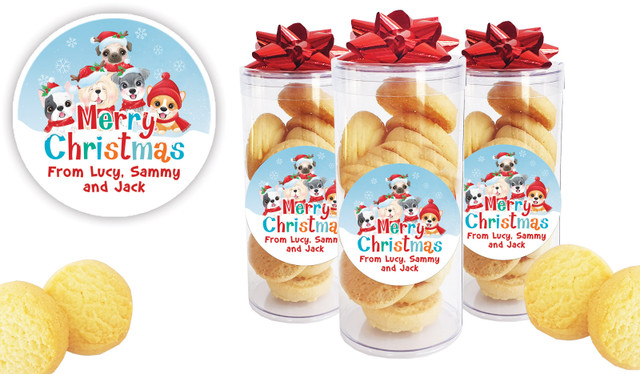 Christmas Puppies Personalised Shortbread Cookie Jar