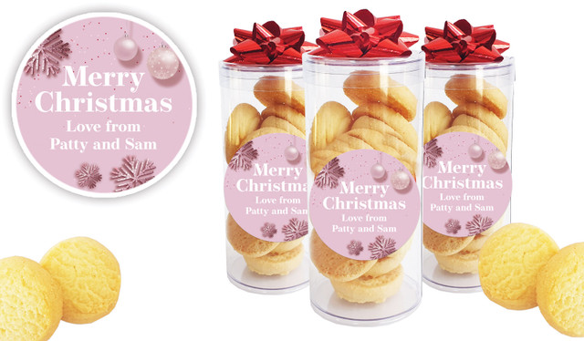 Pink Christmas Personalised Shortbread Cookie Jar