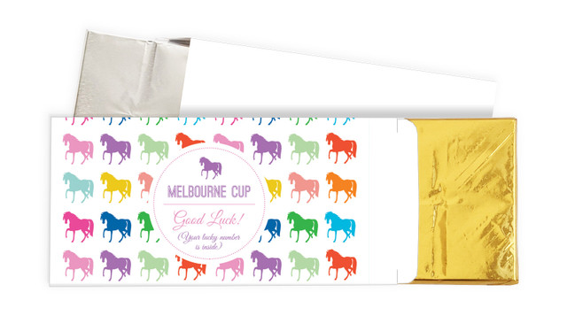 Rainbow Melbourne Cup Horse Racing Chocolate Bar In A Box