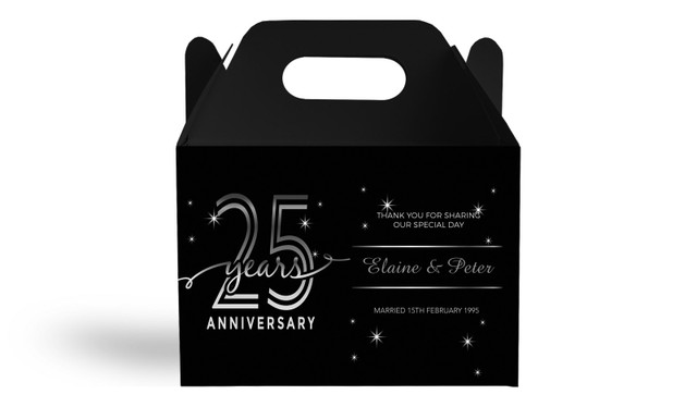 Big Number Silver Anniversary Personalised Gable Favour Box