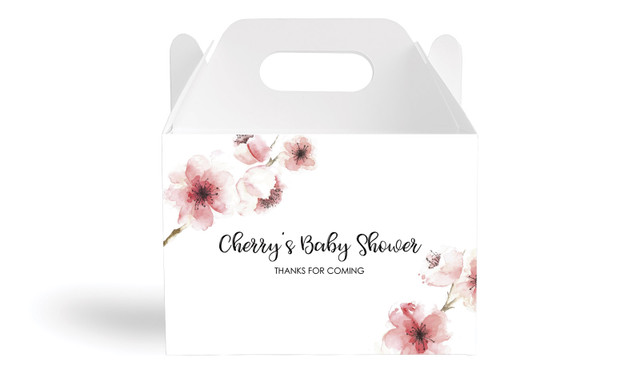 Cherry Blossoms Baby Shower Personalised Gable Favour Box