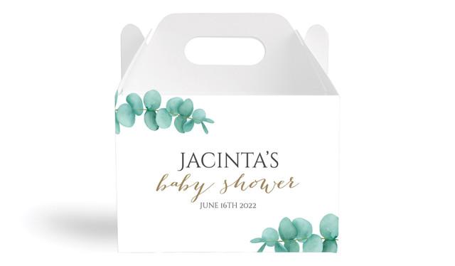 Eucalytpus Leaves Baby Shower Personalised Gable Favour Box