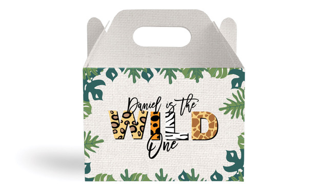 Wild One Kids Party Personalised Gable Favour Box