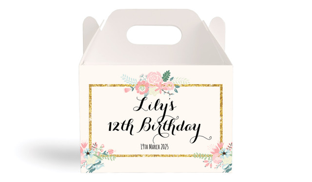 Spring Floral Kids Party Personalised Gable Favour Box