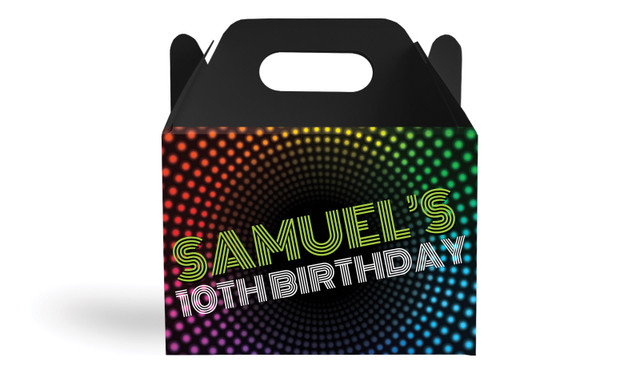 Disco Lights Kids Party Personalised Gable Favour Box