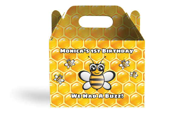 Bumble Bee Kids Party Personalised Gable Favour Box