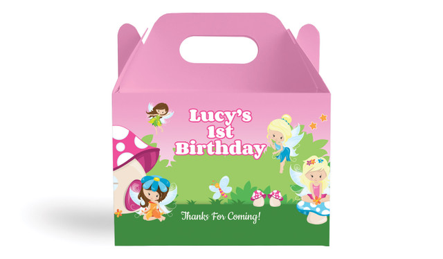 Fairy Garden Kids Party Personalised Gable Favour Box