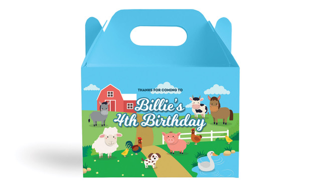 Down The Farm Kids Party Personalised Gable Favour Box