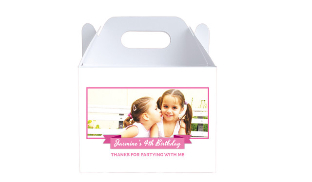 Banner Photo Pink Kids Party Personalised Gable Favour Box