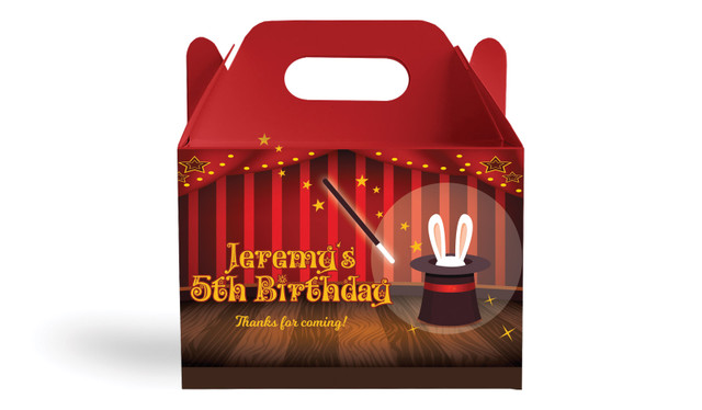 Magician Kids Party Personalised Gable Favour Box