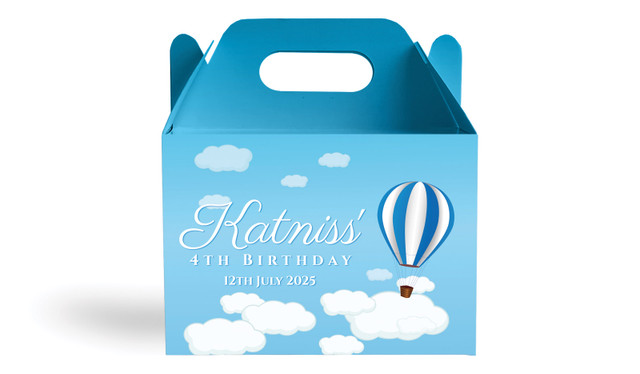 Hot Air Balloon Kids Party Personalised Gable Favour Box