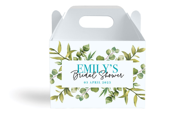 Eucalypt Bridal Shower Personalised Gable Favour Box
